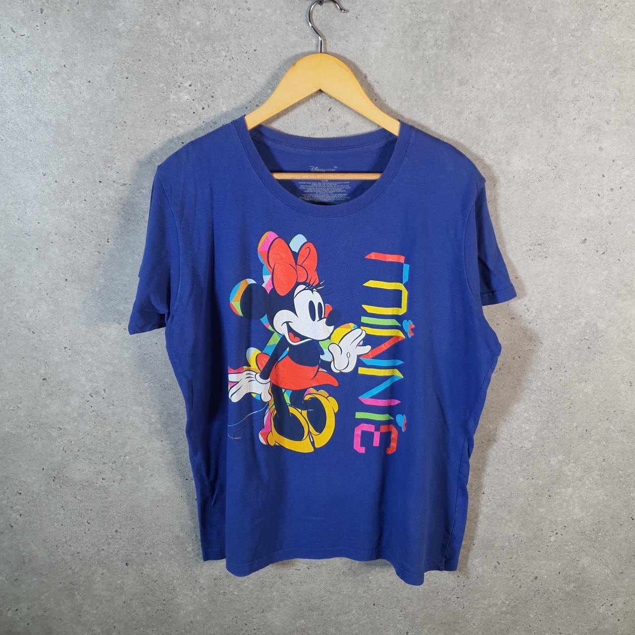 Vintage Disney Land Minnie Mouse T Shirt Womens 2XL Blue Spellout Graphic