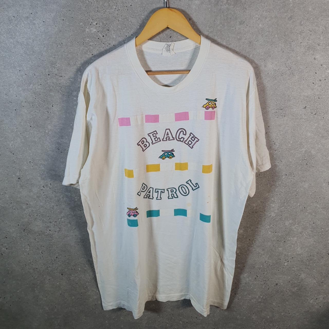 Vintage Beach Patrol Graphic 90s USA Single Stitch T Shirt Men’s 2XL White