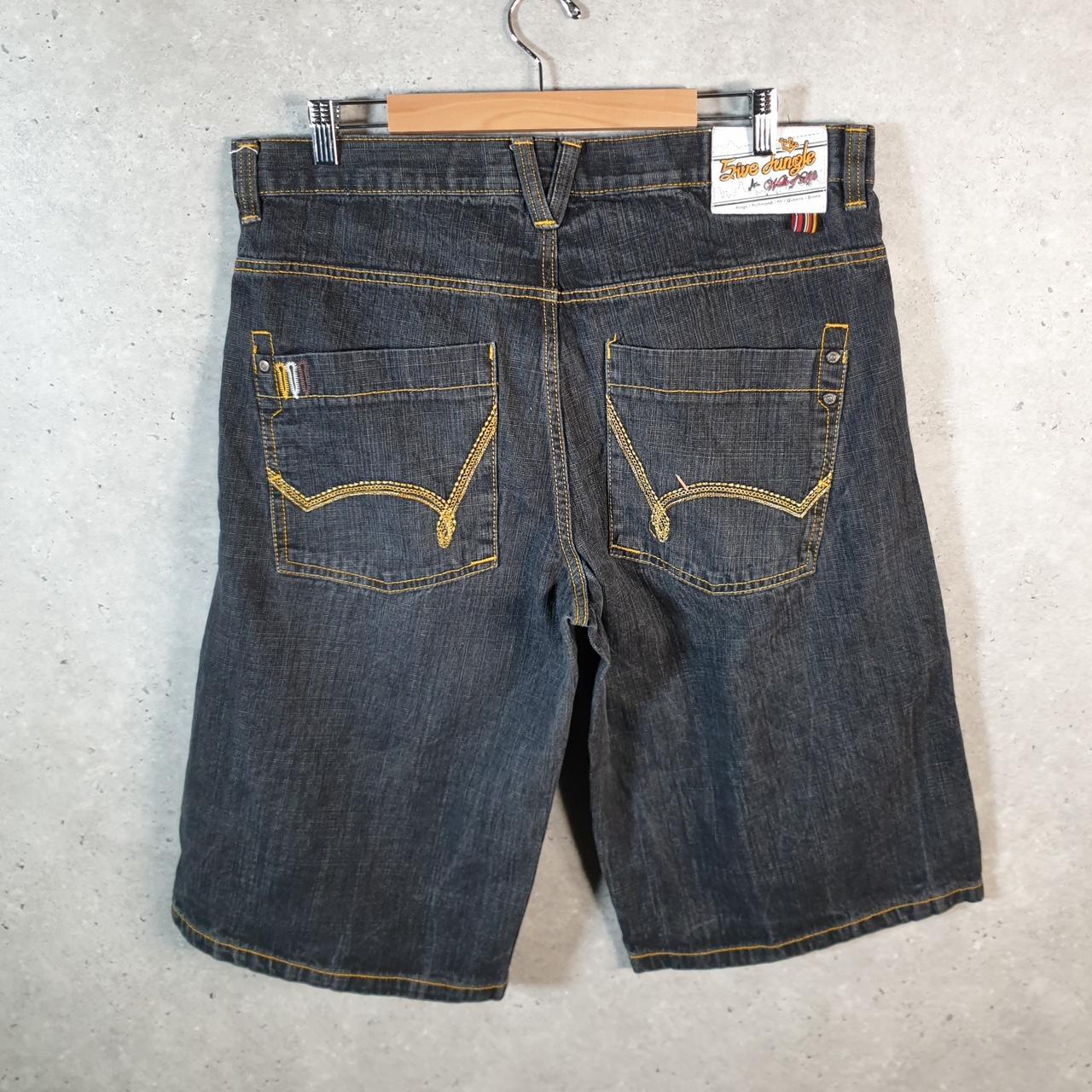 Vintage 5ive Jungle Baggy Y2K Hip Hop Jeans Shorts Jorts Mens W38 Grey Denim USA Big Fish Vintage