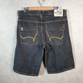 Vintage 5ive Jungle Baggy Y2K Hip Hop Jeans Shorts Jorts Mens W38 Grey Denim USA Big Fish Vintage
