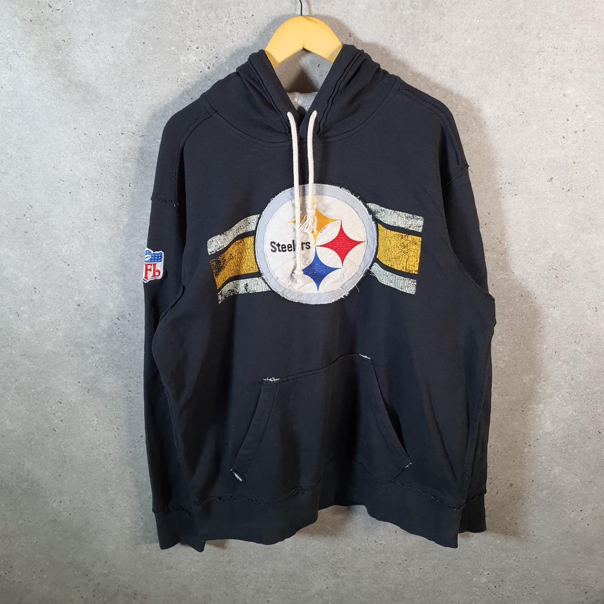 Vintage NFL Pittsburgh Steelers Hoodie Mens XL Black Pullover USA Pro Sport