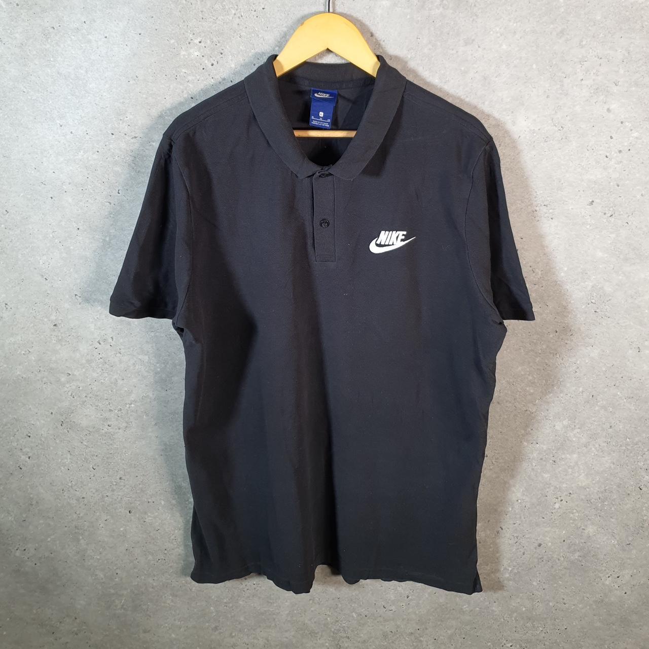 Vintage Nike Polo Shirt Shirt Men’s XL Black Embroidered Logo Athletic C9586