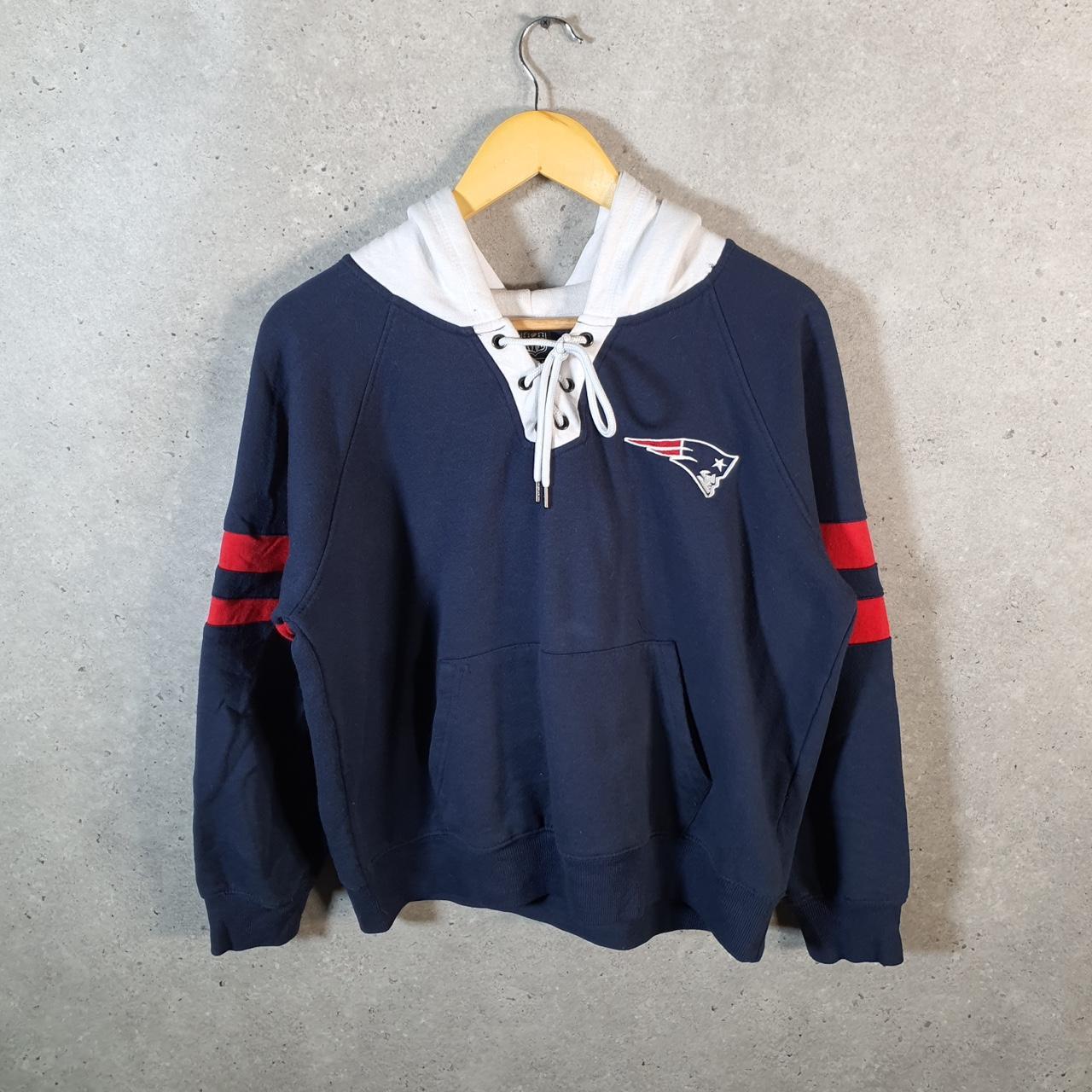 Vintage NFL New England Patriots Hoodie Womens Large Navy Blue USA Pro Sport