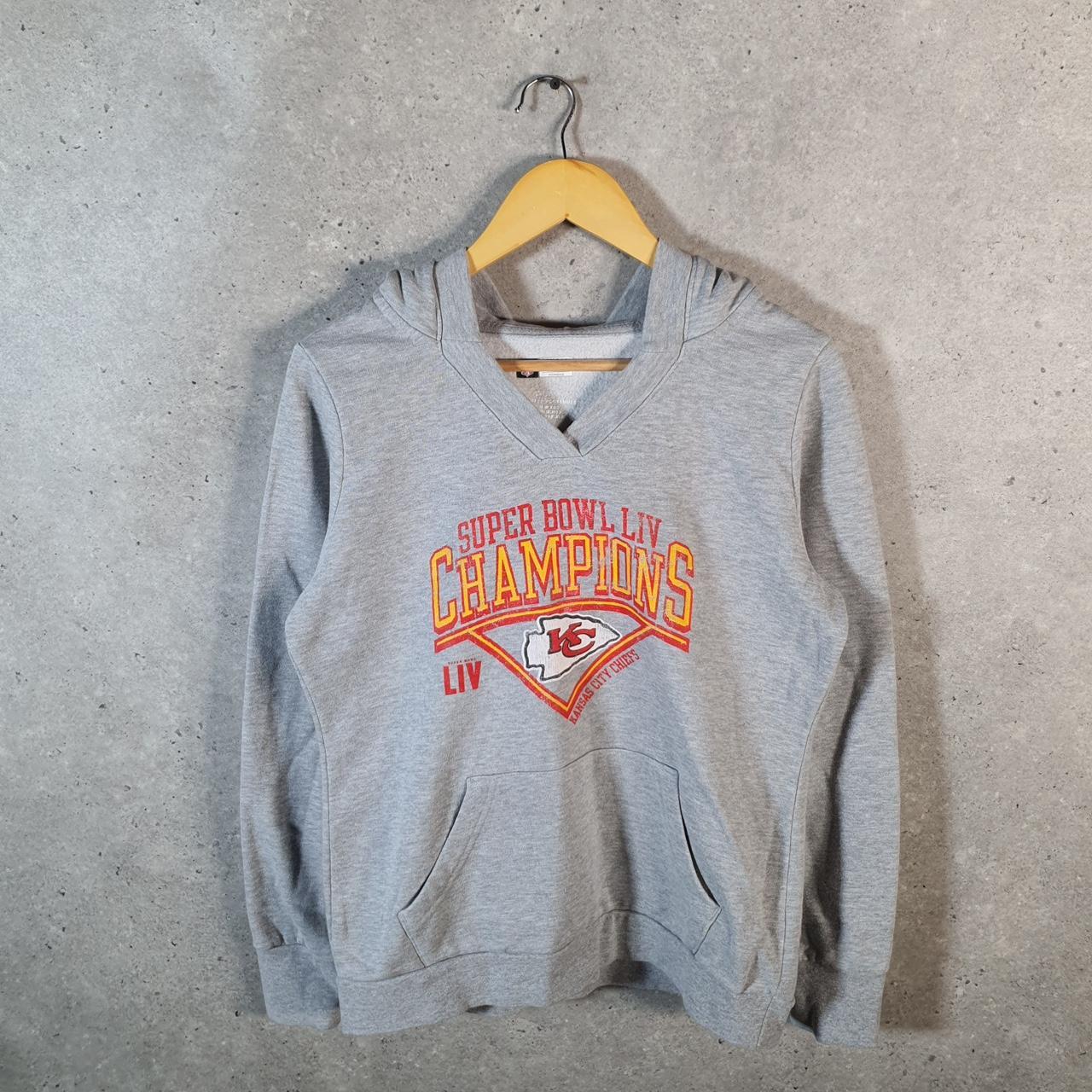 Vintage NFL Super Bowl Kansas City Chiefs Hoodie Womens S Grey Pullover USA Pro Sport