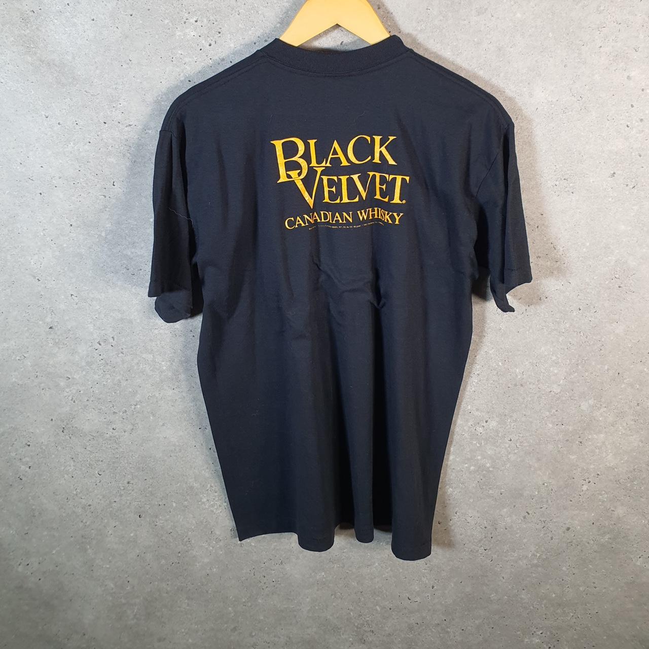 Vintage Ear Black Velvet Canadian Whisky 90s USA Single Stitch T Shirt Men’s XL Black