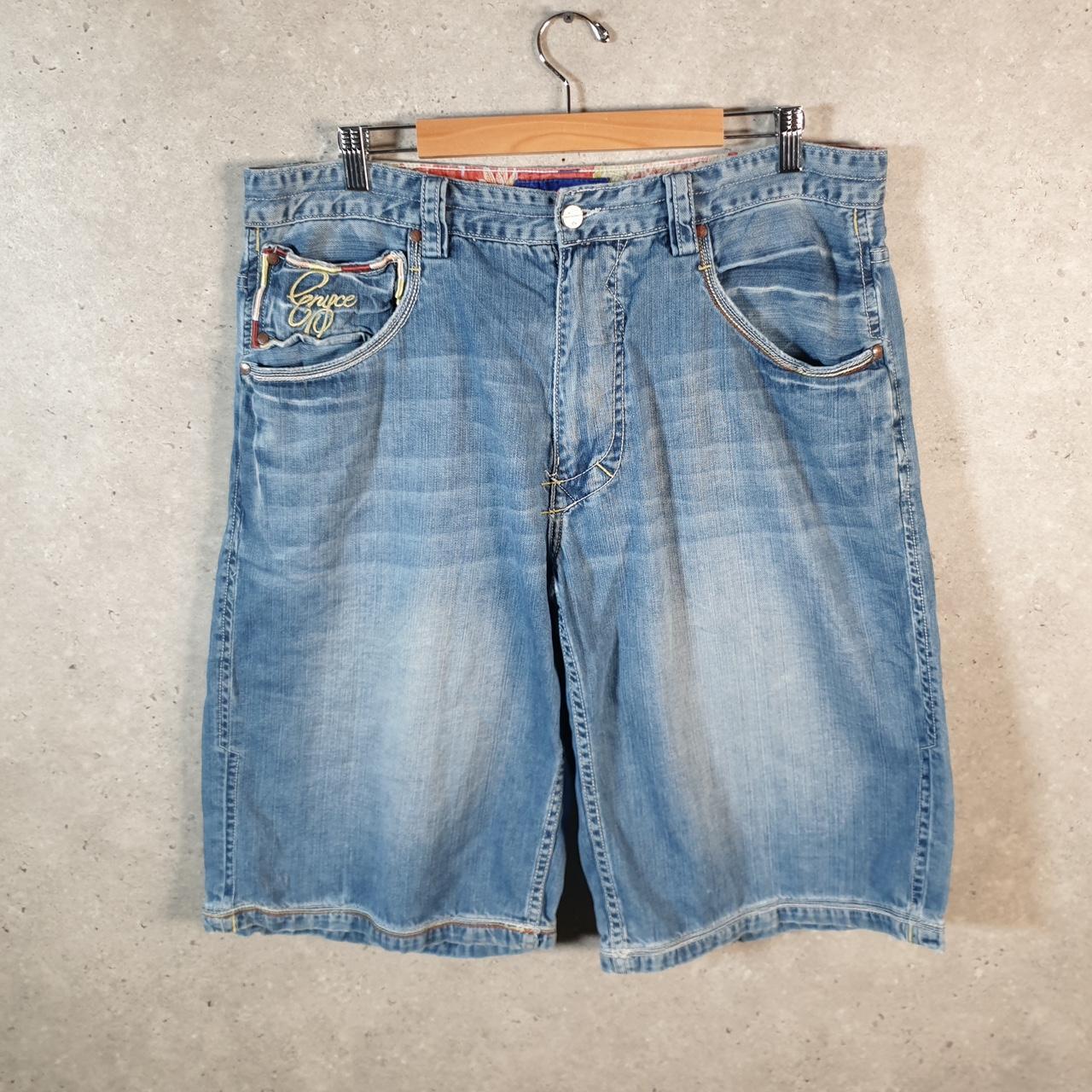 Vintage Enyce Baggy Y2K Hip Hop Jeans Shorts Jorts Mens W38 Blue Denim USA Big Fish Vintage