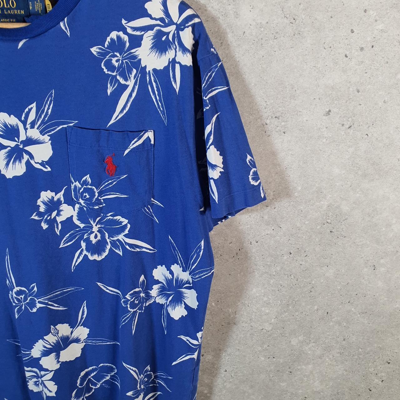 Vintage Ralph Lauren Polo Paisley Floral T Shirt Men’s Small AOP Blue Classic Fit Pony