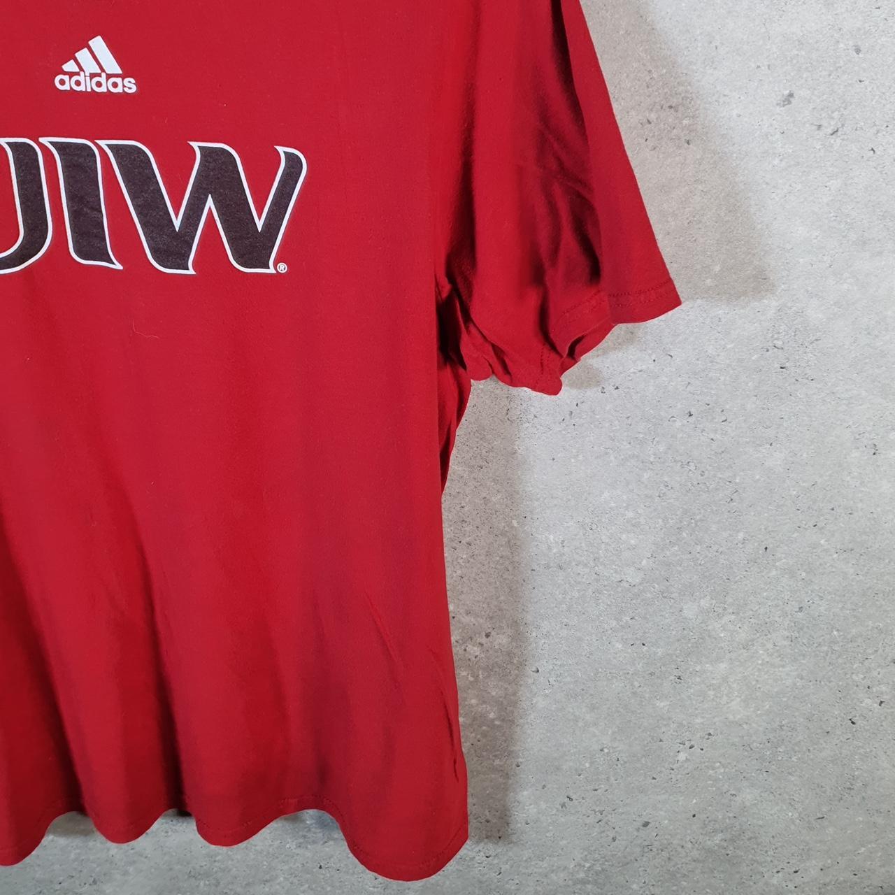 Vintage Adidas Amplifier Wisconsin Uni T Shirt Men’s Large Red Three Stripes Logo