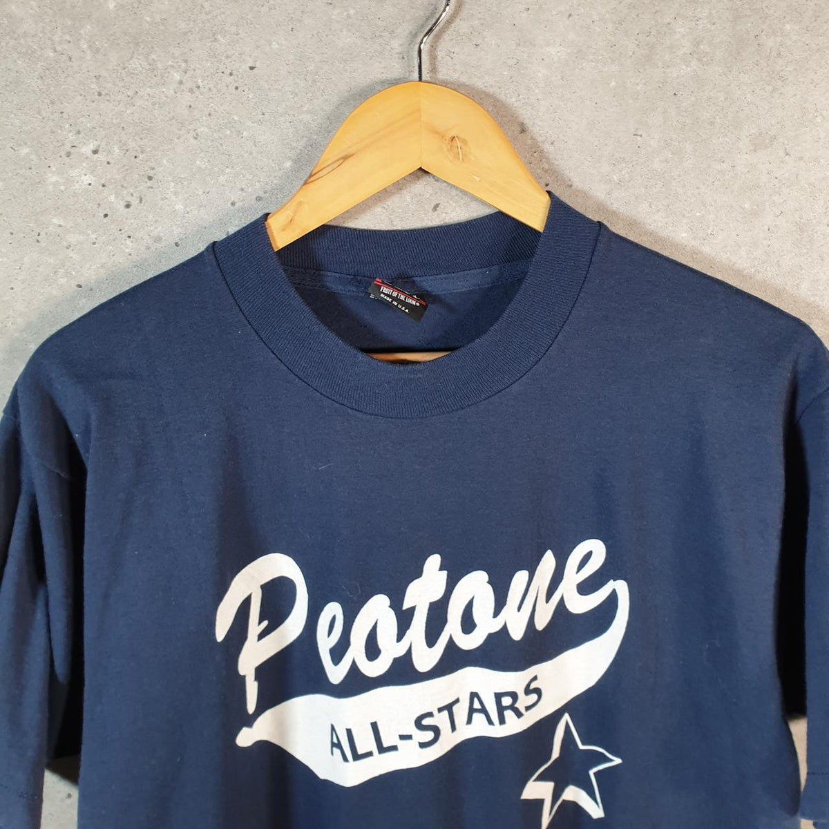 Vintage Fruit of the Loom Peotone All Stars USA 90s Single Stitch T Shirt Men’s Large Blue C8106