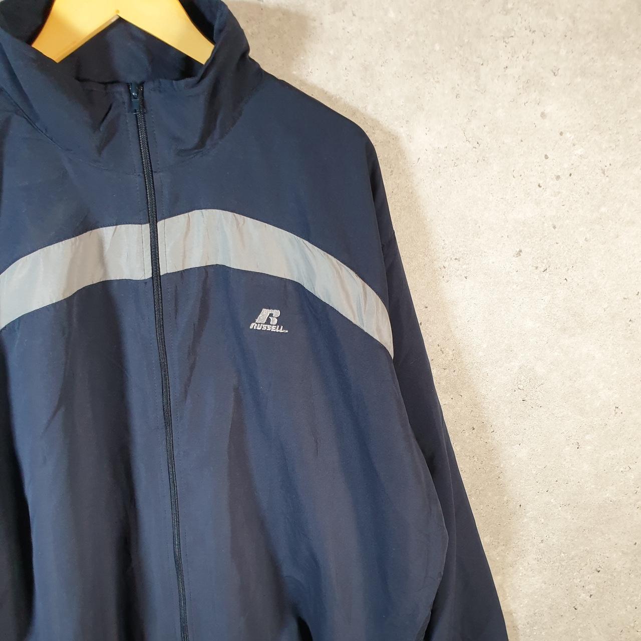 Vintage Russell Athletic Windbreaker Track Jacket Mens 2XL Navy Blue Athletic Full Zip