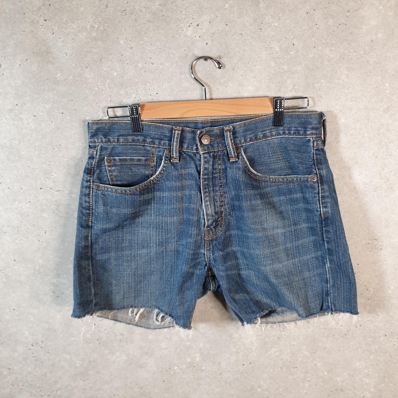 Vintage Levi’s 505 Cut Off Baggy Shorts Jorts Cargo Womens W31 Blue Relaxed Denim