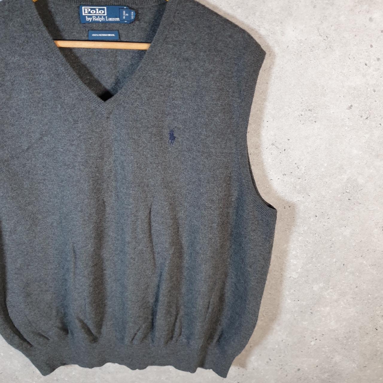 Vintage Ralph Lauren Polo Tank Vest Merino Wool Sweatshirt Men’s XL Grey Pullover Pony