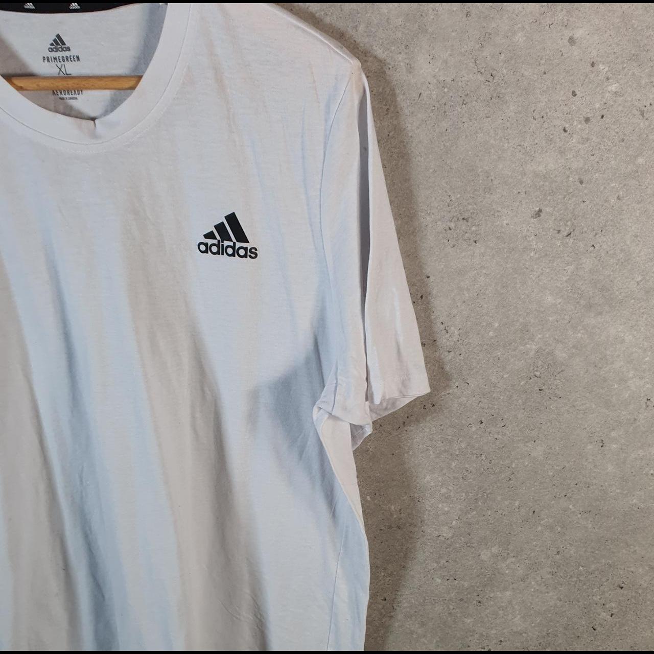 Vintage Adidas Primegreen AeroReady T Shirt Men’s XL White Three Stripes Logo Athletic