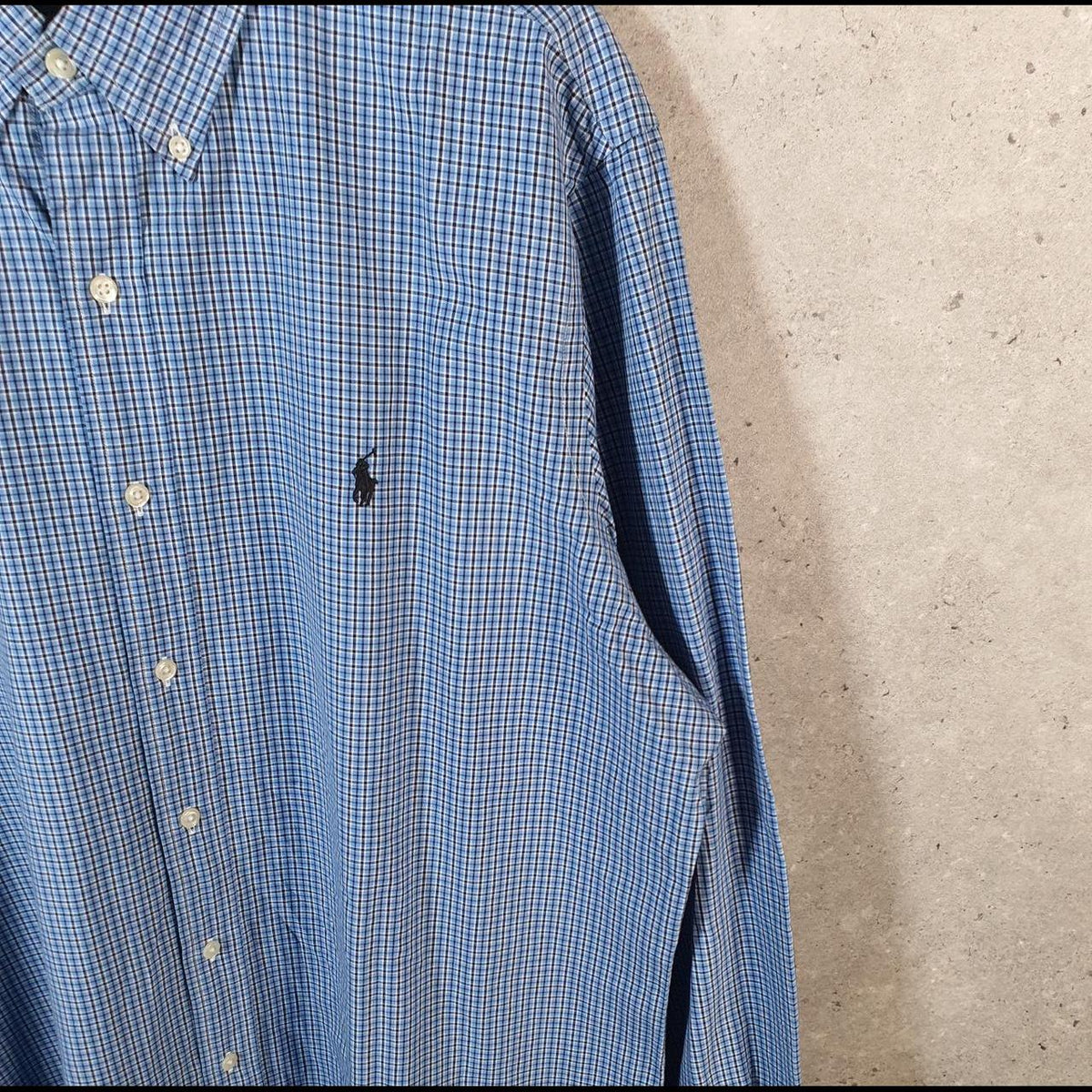 Vintage Ralph Lauren Button Down Shirt Men’s XL Blue Checkered Classic Fit Cotton Pony