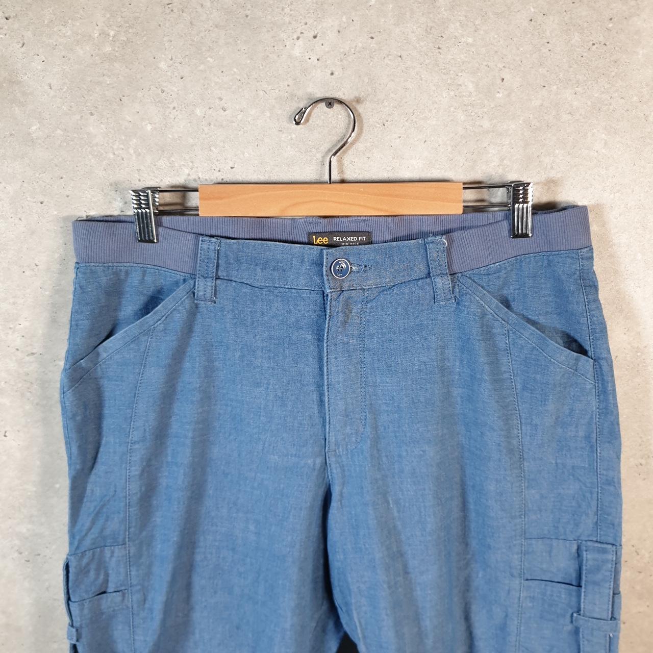 Vintage Lee Baggy Shorts Jorts Cargo Womens W36 Blue Relaxed Denim