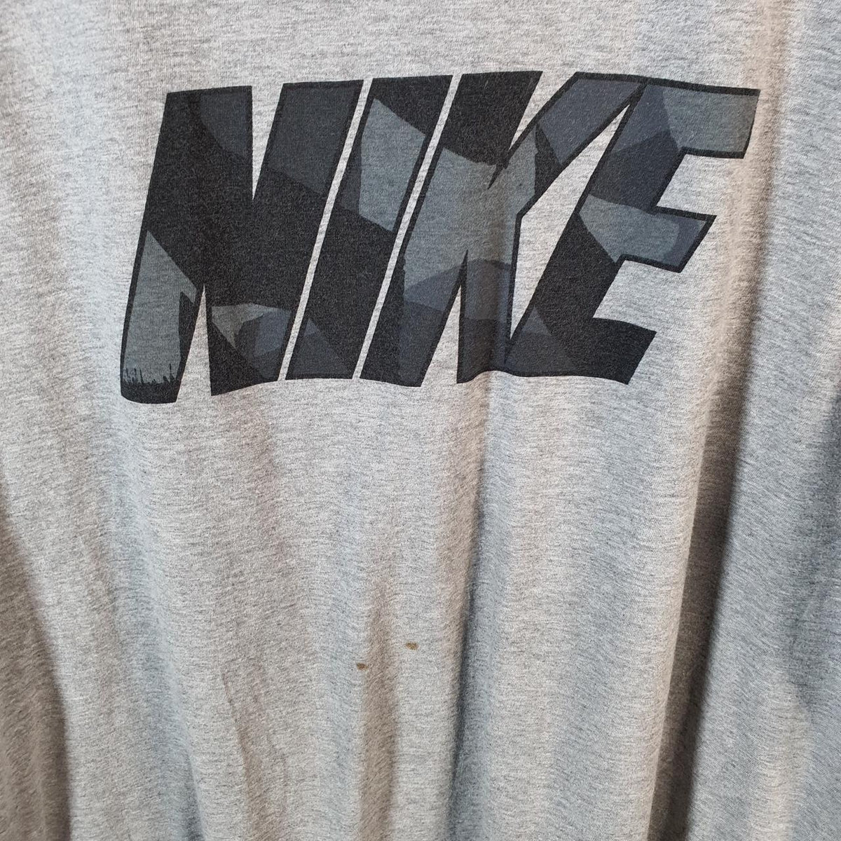 Vintage Nike Club T Shirt Men’s 2XL Spellout Grey Swoosh Athletic