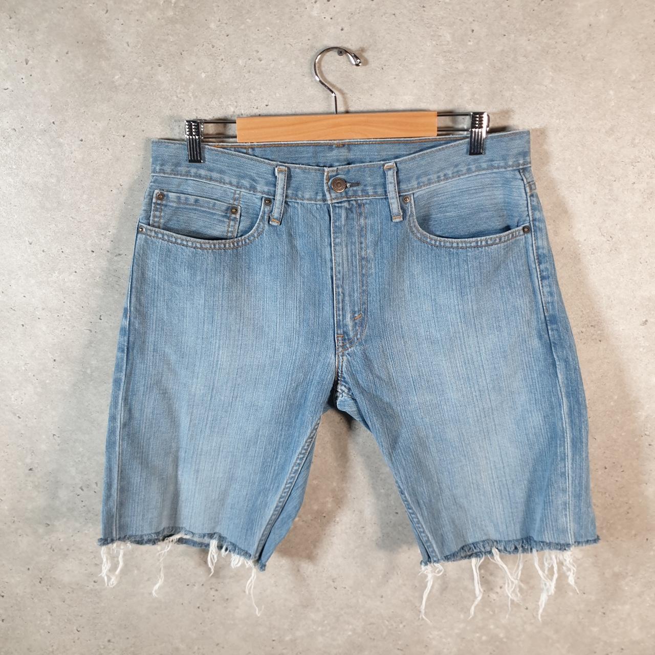 Vintage Levi’s Cut Off Baggy Shorts Jorts Cargo Mens W34 Blue Relaxed Denim