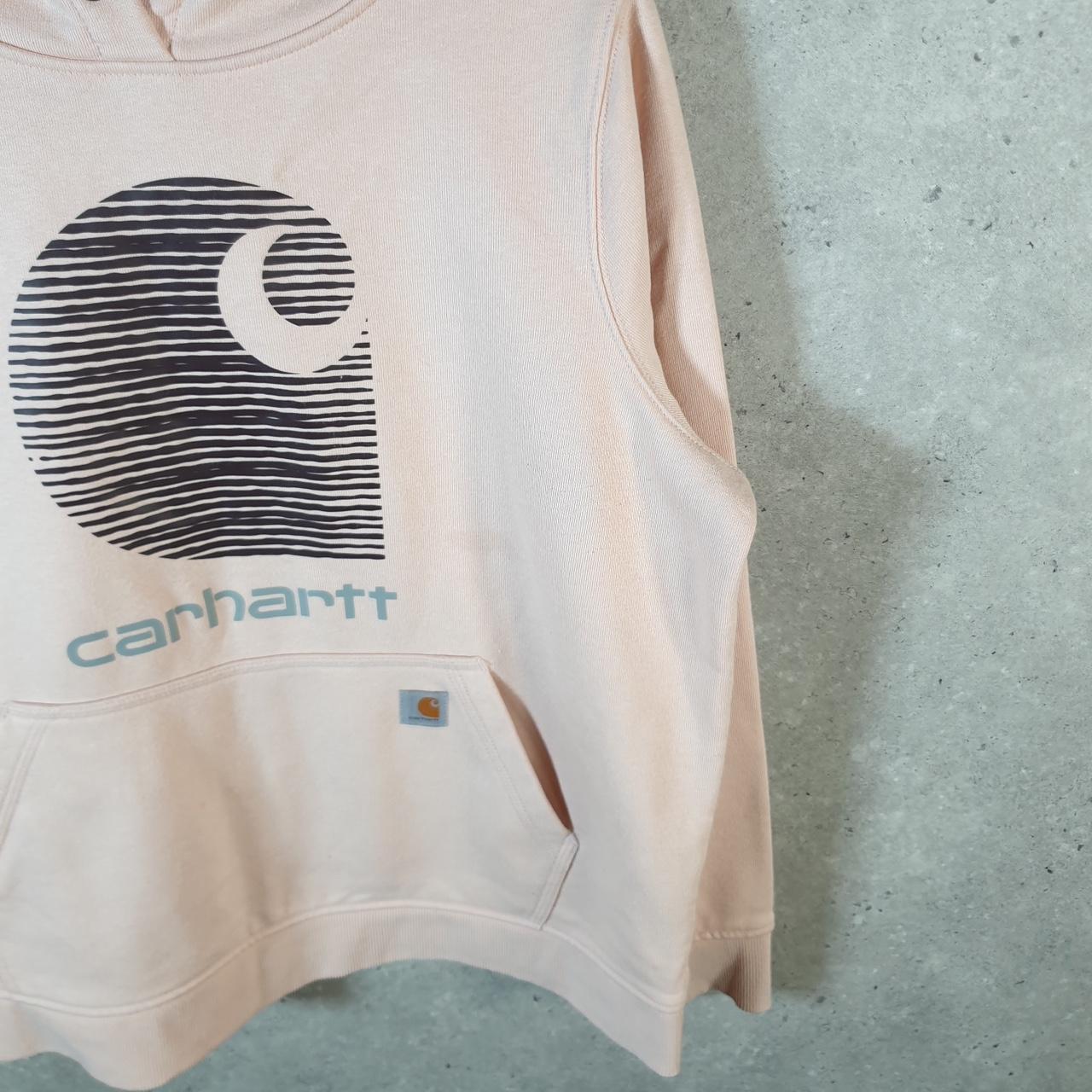 Vintage Carhartt Hoodie Womens XL Pink Pullover Blank Sweatshirt USA Relaxed Fit