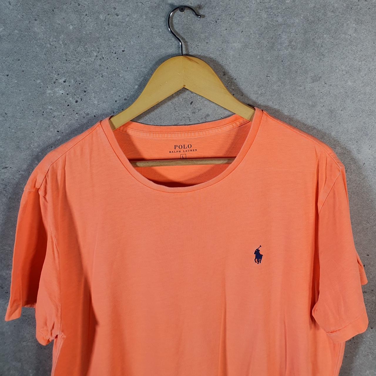 Vintage Ralph Lauren Polo Sport T Shirt Men’s Large Orange Classic Fit Embroidered Pony C8633