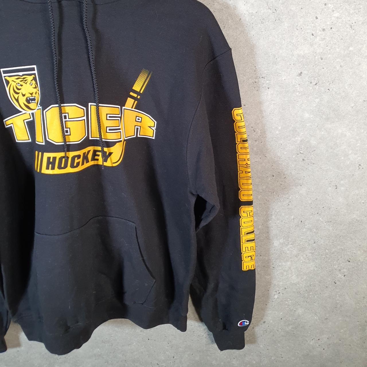 Vintage Champion Hoodie Colorado Tigers Hockey Men’s Medium Black USA Pullover Logo