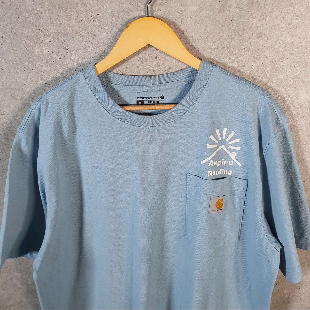 Vintage Carhartt Pocket T Shirt Men’s Medium Blue Workwear Chore Utility Loose Fit C9240