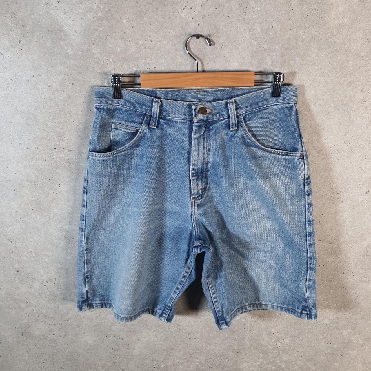 Vintage Wrangler Denim Shorts Jorts Cargo Men’s W32 Relaxed Blue Baggy Cotton