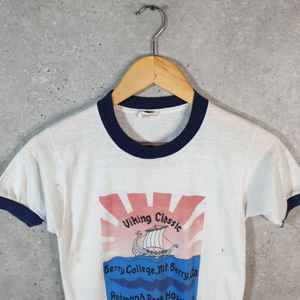 Vintage Viking Classic Berry College Redmond Park 1982 Single Stitch T Shirt Men’s Small White