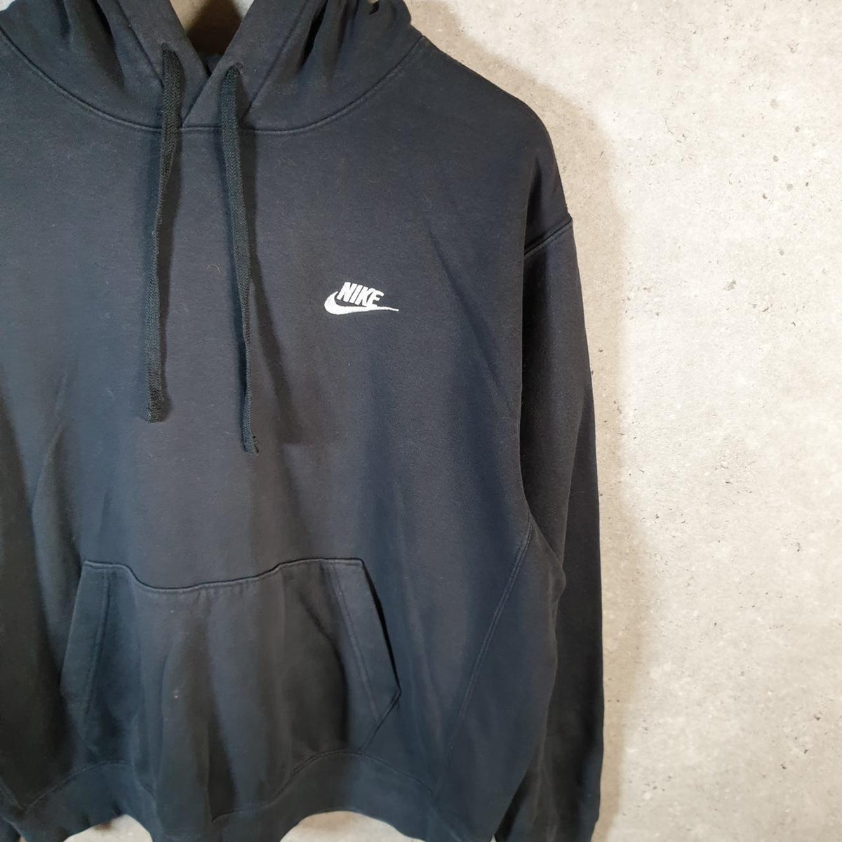 Vintage Nike Club Embroidered Hoodie Men’s Large Black Swoosh Y2K Pullover
