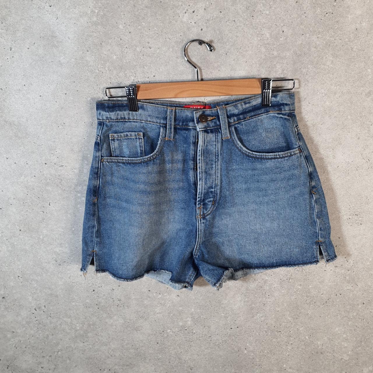 Vintage Guess Baggy Shorts Jorts Cargo Womens UK8 Blue Denim Relaxed Fit Cargo