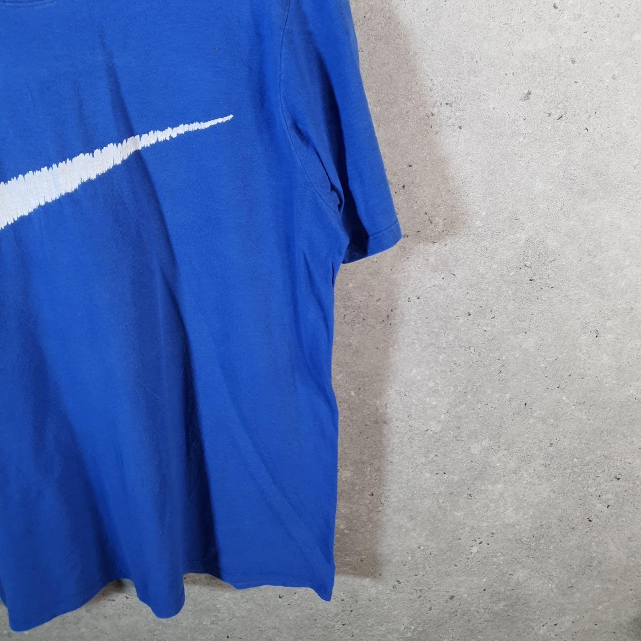 Vintage Nike Graphic Spellout T Shirt Men’s Medium Blue Logo Swoosh Athletic
