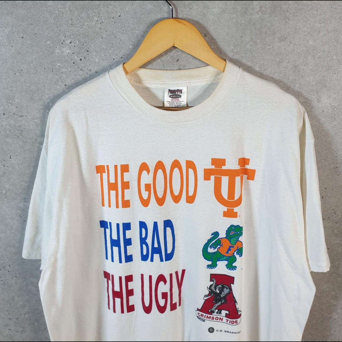 Vintage Oneita Power Crimson Tide 90s Single Stitch T Shirt Men’s XL White C8968