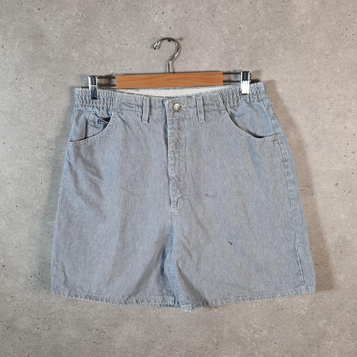 Vintage Lee Mid Rise Baggy Shorts Jorts Cargo Womens W32 Blue Relaxed Denim A4527