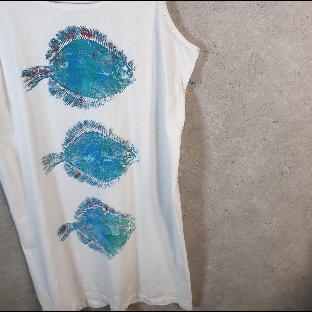 Vintage Anvil Fish Graphic USA 90s Single Stitch Vest Womens XL Long White