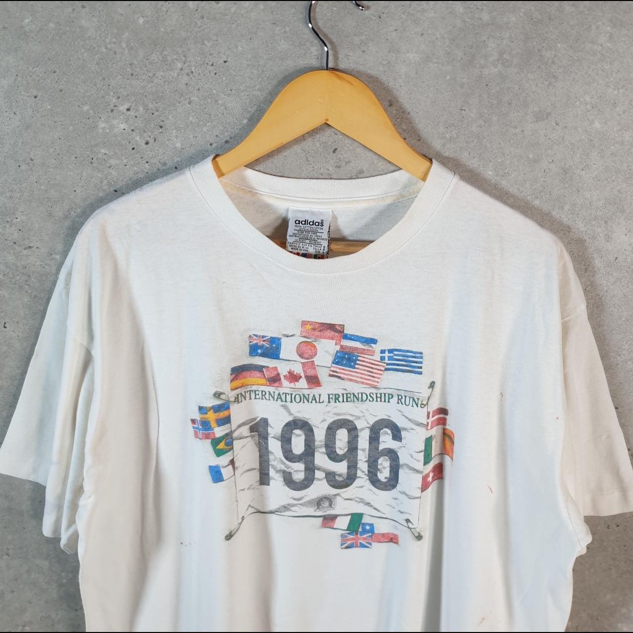 Vintage Adidas Equipment Friendship Run 90s USA Single Stitch T Shirt Men’s Large White