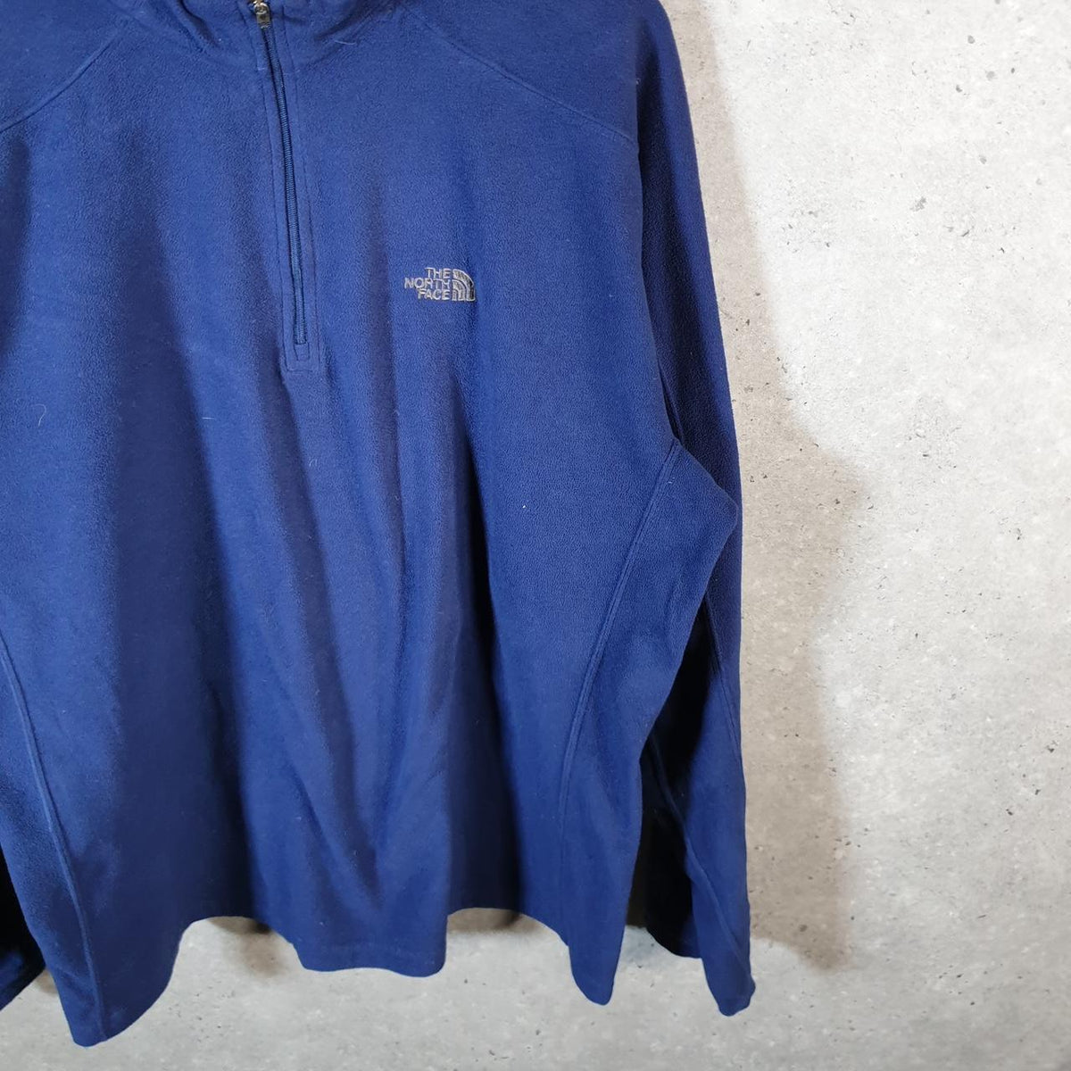 Vintage The North Face TNF Fleece Sweatshirt Mens 1/4 Zip Large Blue Pullover Logo