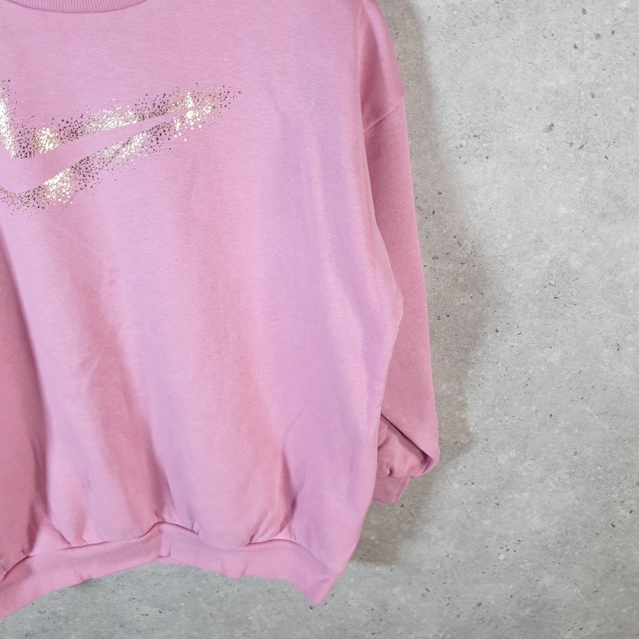 Vintage Nike Spellout Hoodie Girls Large Pink Swoosh Y2K Pullover Logo