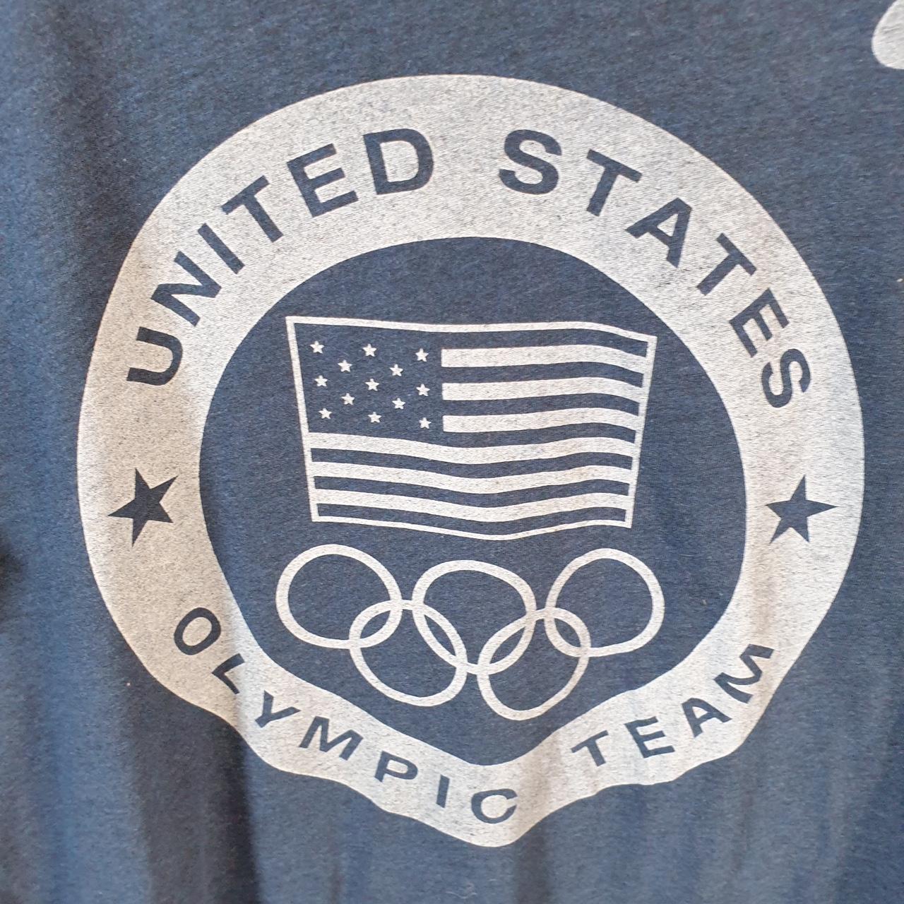 Vintage Nike Dri Fit USA Olympics T Shirt Men’s Medium Blue Swoosh Logo Athletic