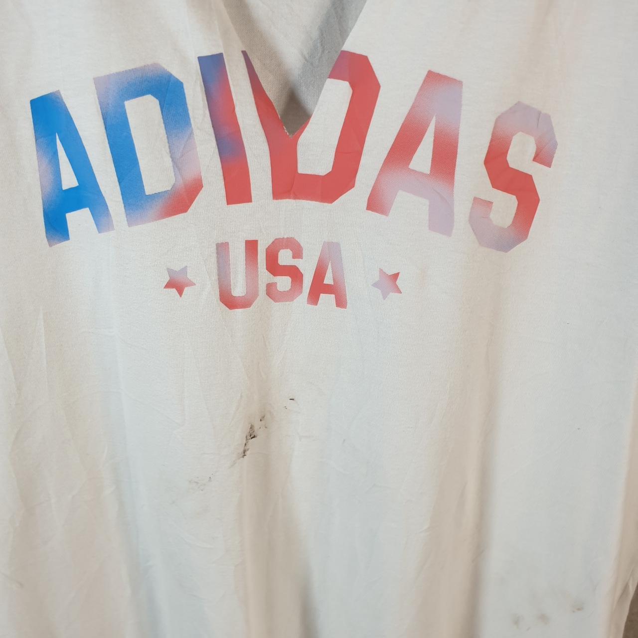 Vintage Adidas Spellout USA Retro T Shirt Womens Medium White Logo Athletic