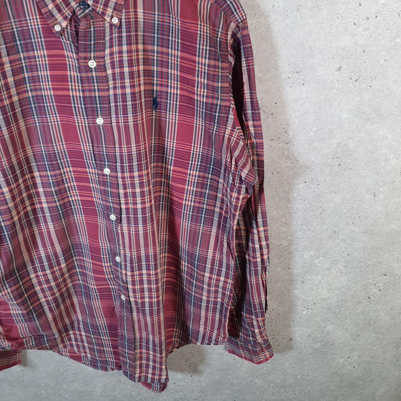 Vintage Ralph Lauren Button Down Shirt Men’s Large Checkered Classic Fit Pony Cotton