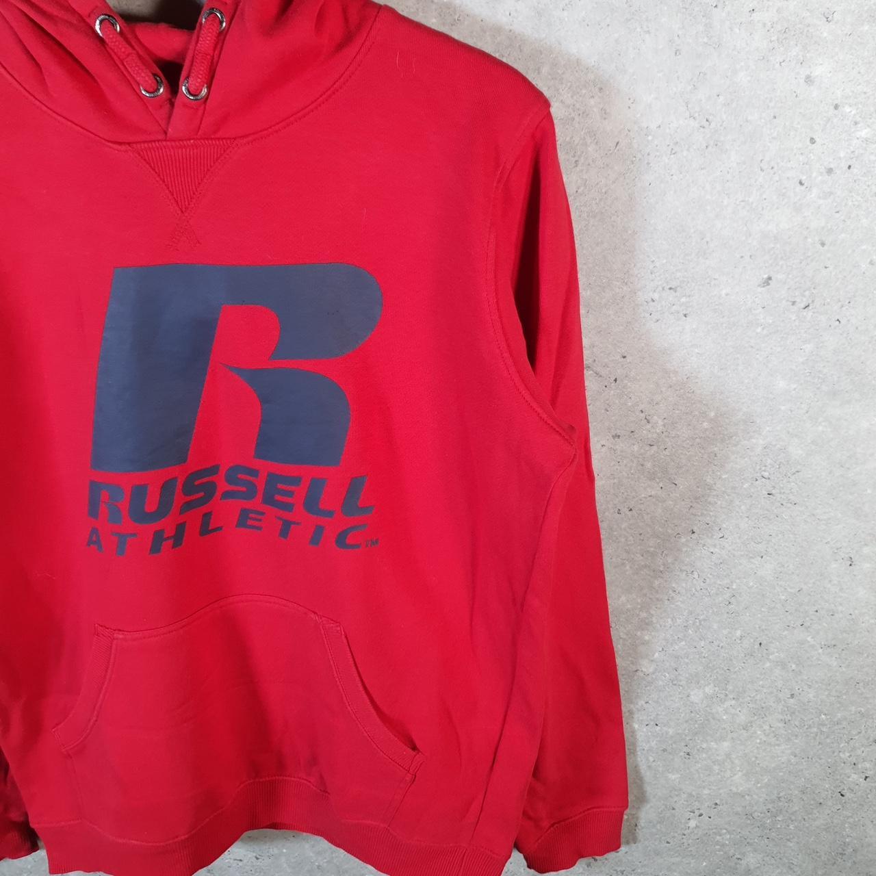 Vintage Russell Athletic Spellout Hoodie Youth 15-16 Years Old Red Pullover Baggy