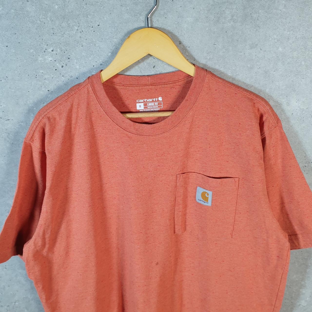 Vintage Carhartt Pocket T Shirt Men’s Medium Orange Workwear Chore Utility Loose Fit C9175