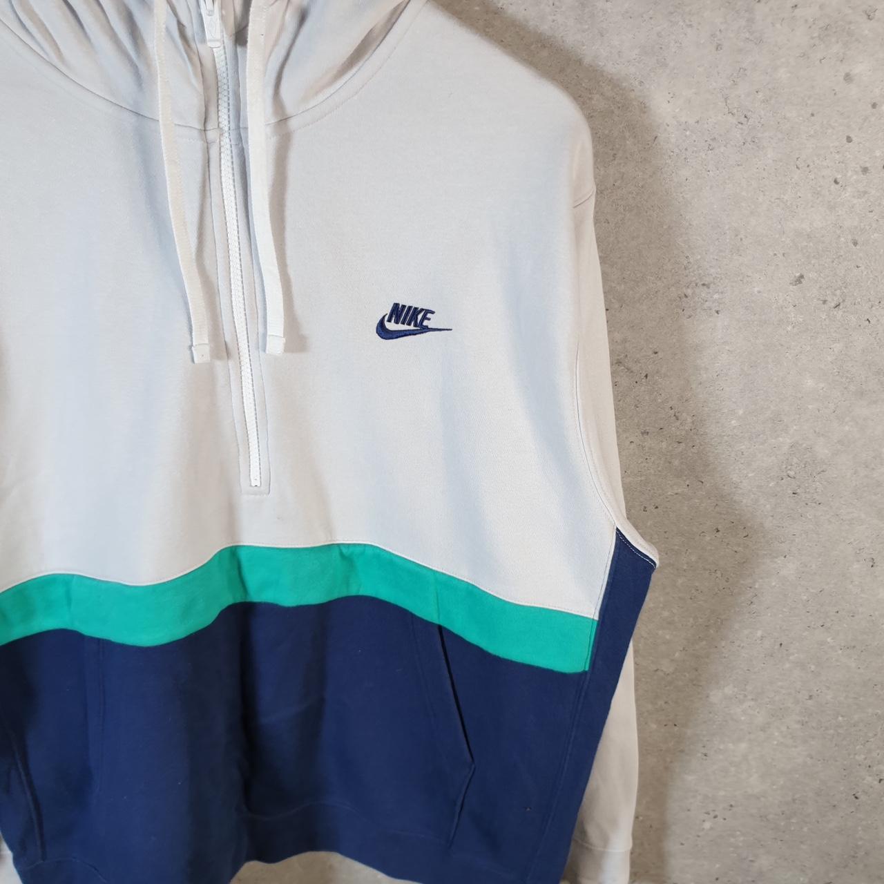 Vintage Nike Club Embroidered Hoodie Men’s XL White 1/4 Zip Swoosh Y2K Pullover