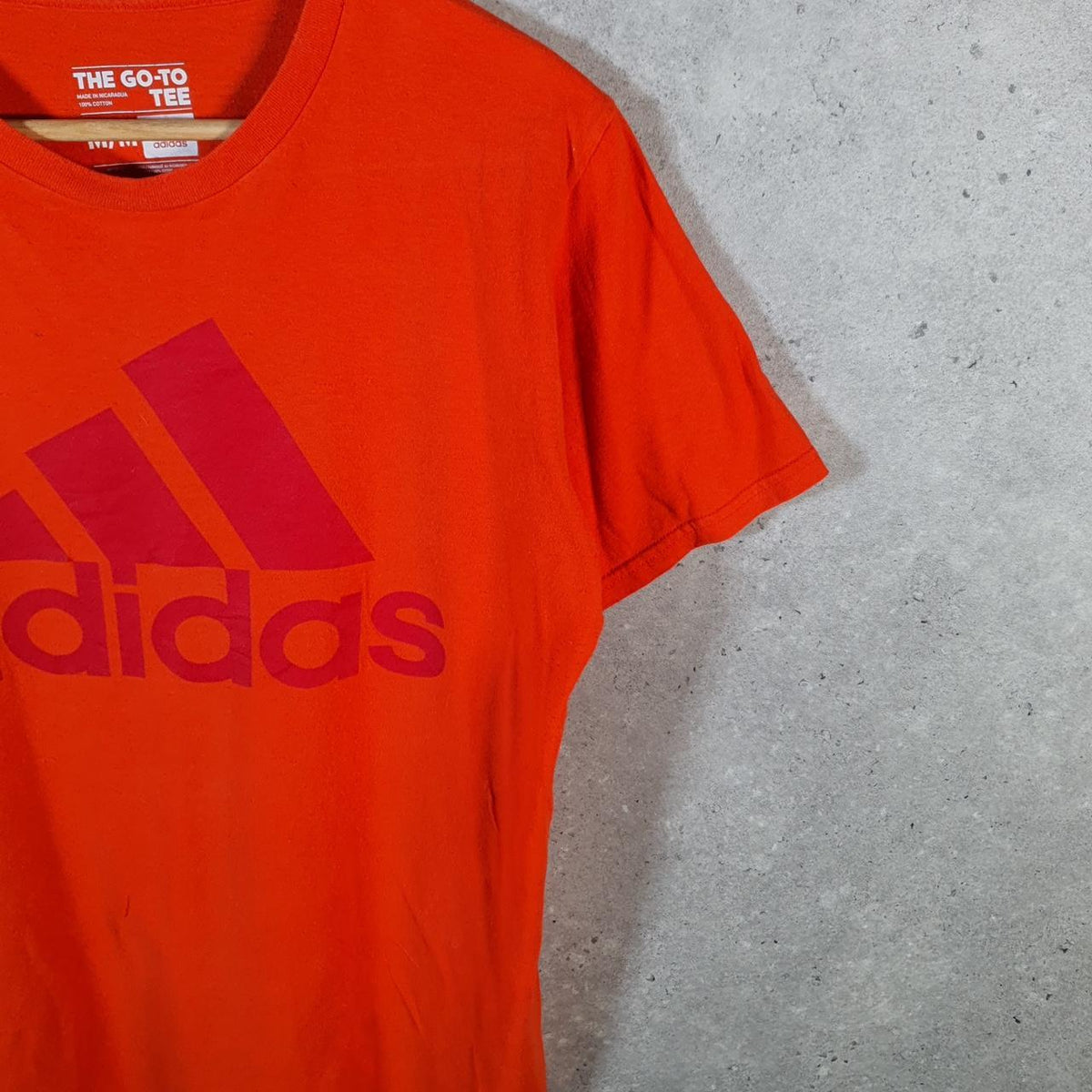 Vintage Adidas Go To Tee T Shirt Mens Medium Orange Three Stripes Logo Athletic