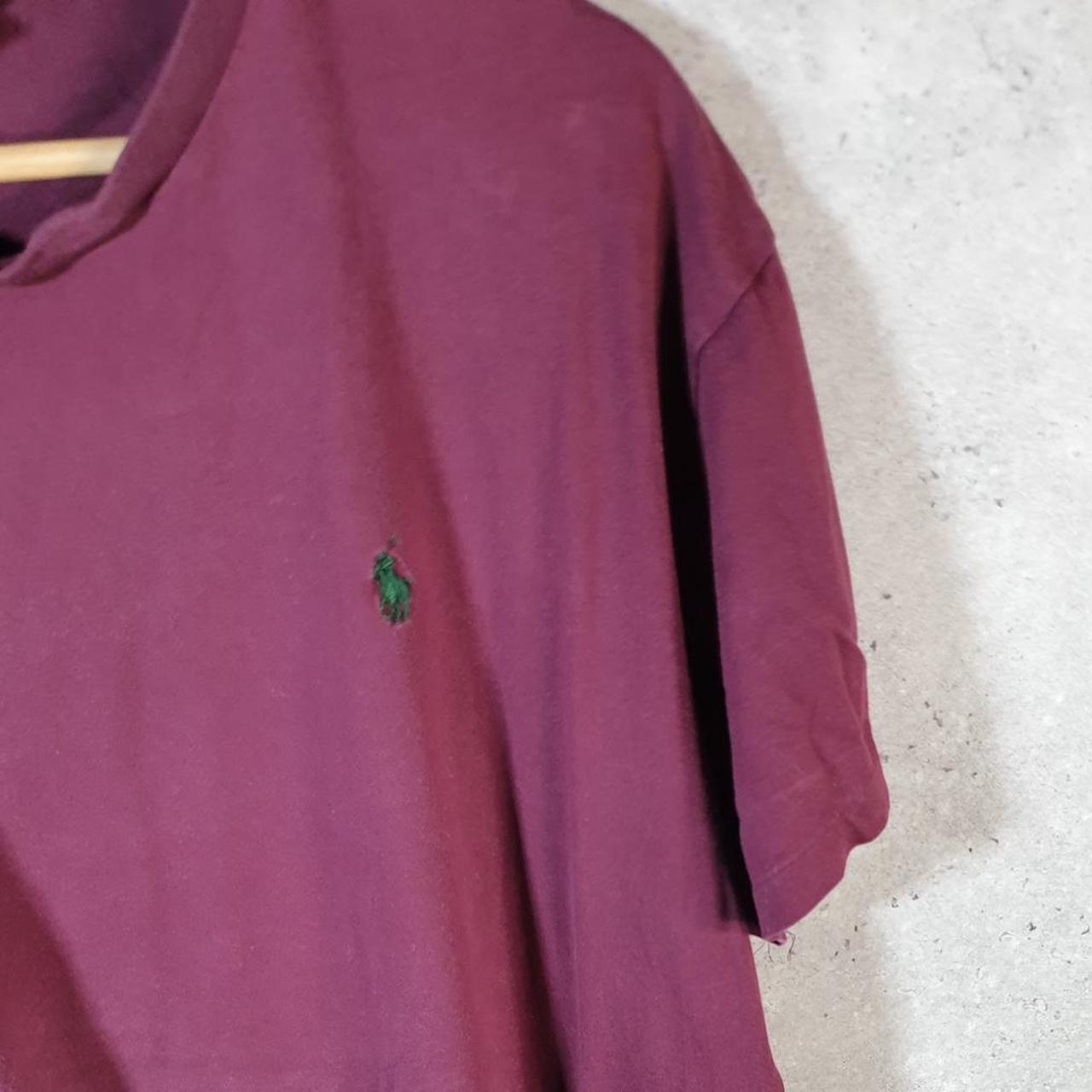 Vintage Ralph Lauren T Shirt Men’s Large Burgundy Custom Fit Embroidered Pony