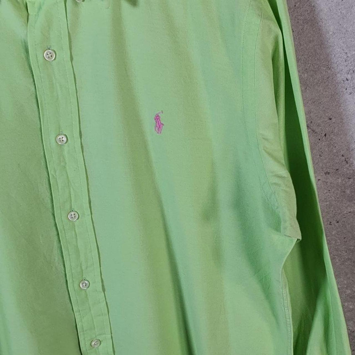 Vintage Ralph Lauren Button Down Shirt Men’s Large Green Custom Fit Cotton Pony