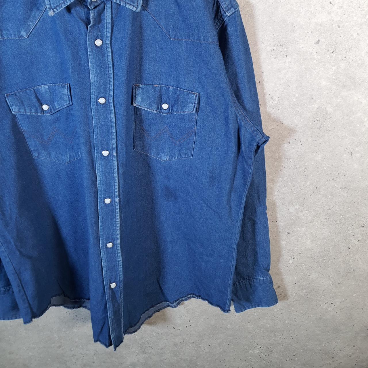 Vintage Wrangler Denim Jean Trucker Shirt Mens XL Blue Button