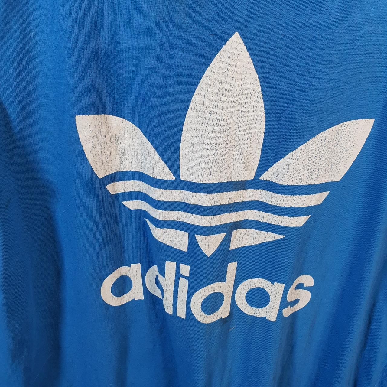 Vintage Adidas Trefoil Retro T Shirt Men’s Medium Blue Three Stripes Logo Athletic