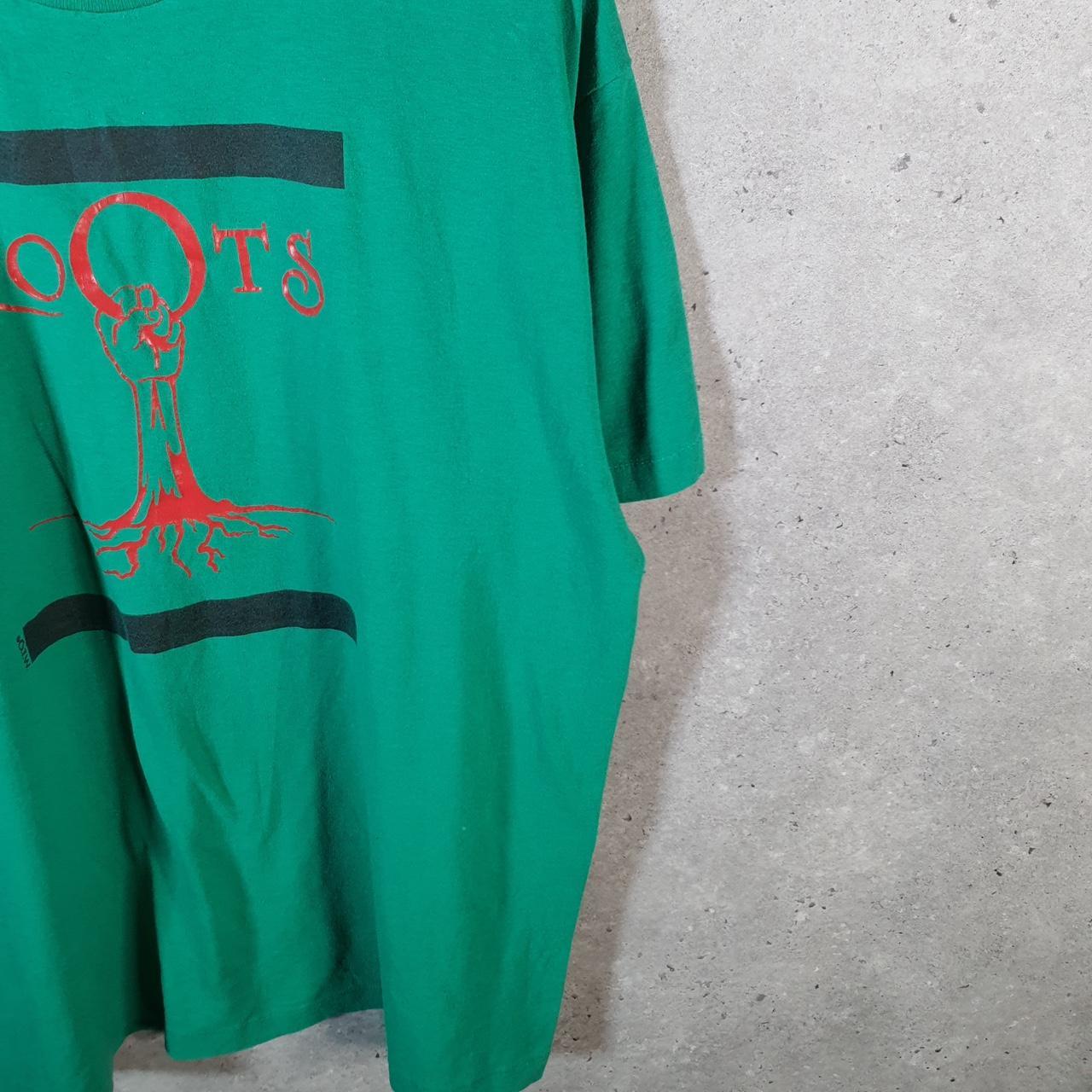 Vintage Hanes Roots Graphic 90s USA Single Stitch T Shirt Men’s XL Green