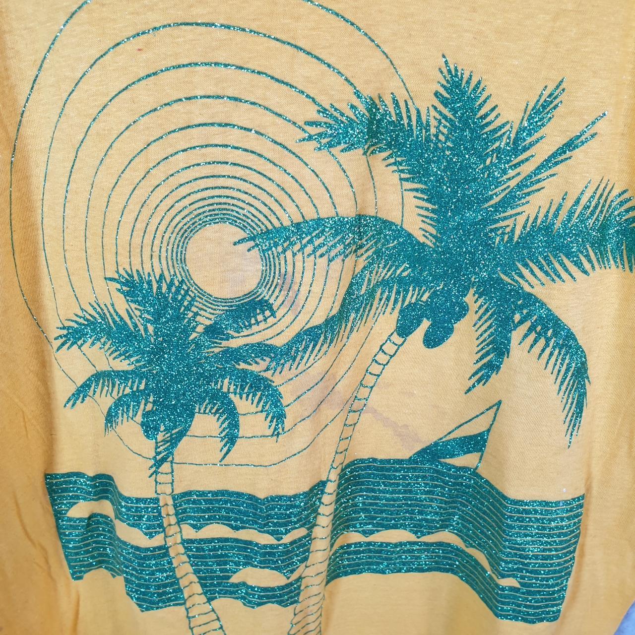 Vintage Diamond Dust Palm Tree Sunset USA Single Stitch T Shirt Men’s Large Orange