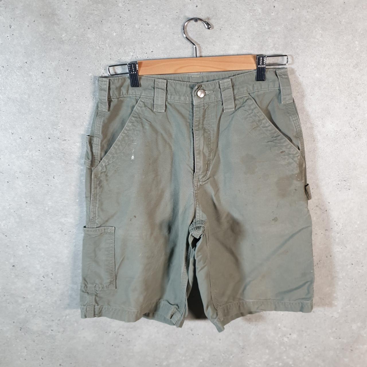 Vintage Carhartt Baggy Carpenter Shorts Jorts Cargo Men’s W30 Khaki Green Relaxed Fit Workwear